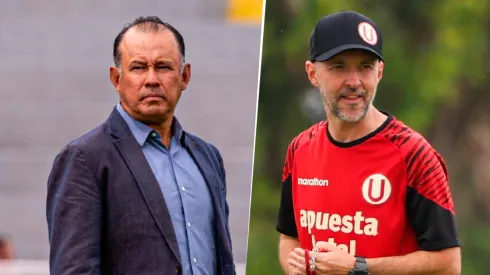 Juan Reynoso, entrenador de Melgar, y Javier Rabanal, DT de Universitario.