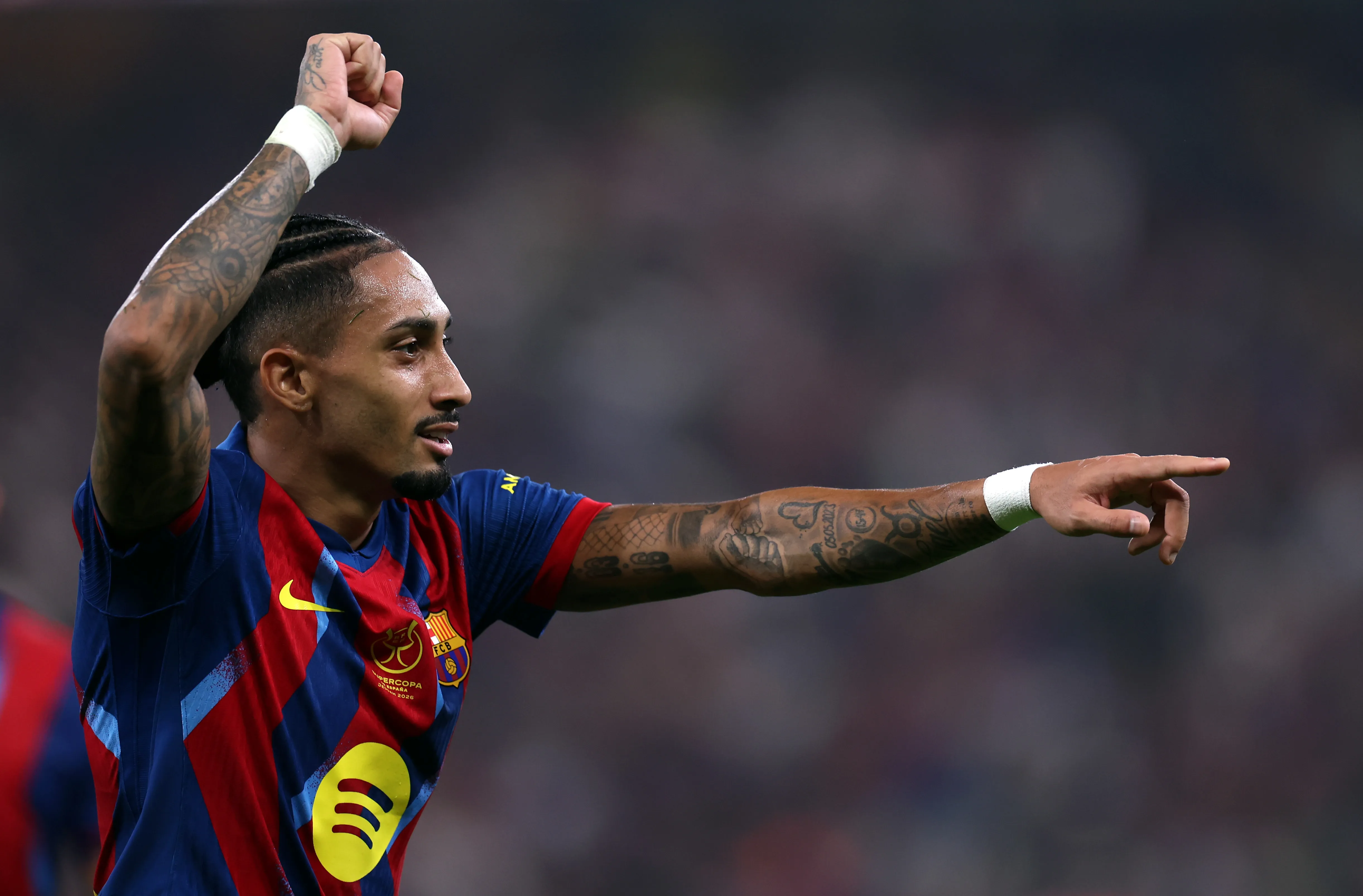 Raphinha la figura absoluta del FC Barcelona contra Athletic Club de Bilbao en Arabia. (Photo by Yasser Bakhsh/Getty Images)