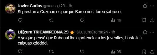 Hinchas molestos con el trabajo de cantera (Foto: X).