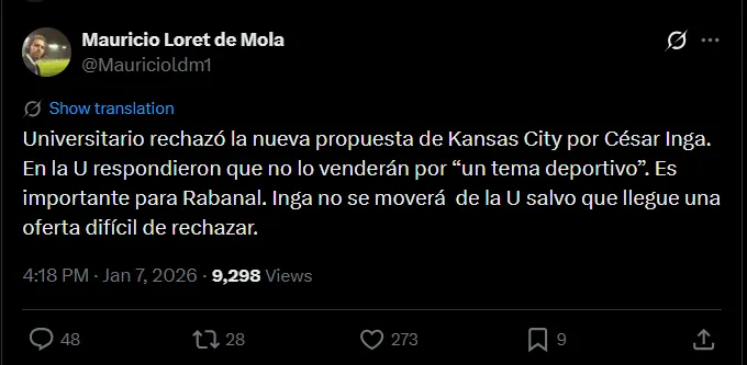 Fuente: @Mauricioldm1