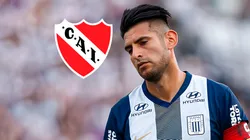 Carlos Zambrano y el escudo de Independiente.