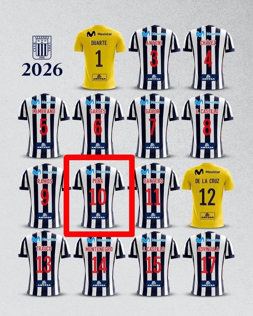 Sergio Peña usará la 10 en Alianza Lima temporada 2026. (Foto: Alianza Lima)