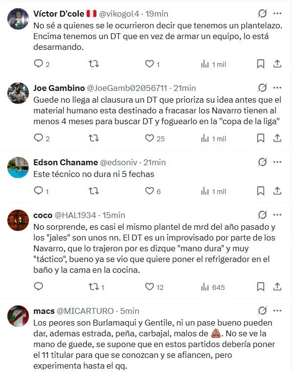 Hinchas de Alianza critican a Pablo Guede. (Foto: X)