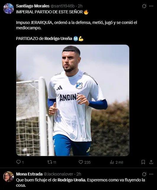 Hinchas felices con Rodrigo Ureña (Foto: X).