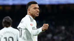 Kylian Mbappé festejando su gol en el Madrid vs. Levante.