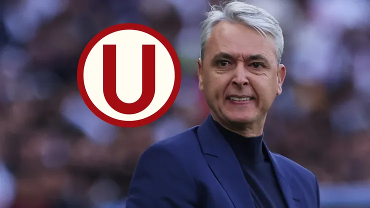 Tiago Nunes y el escudo de Universitario.
