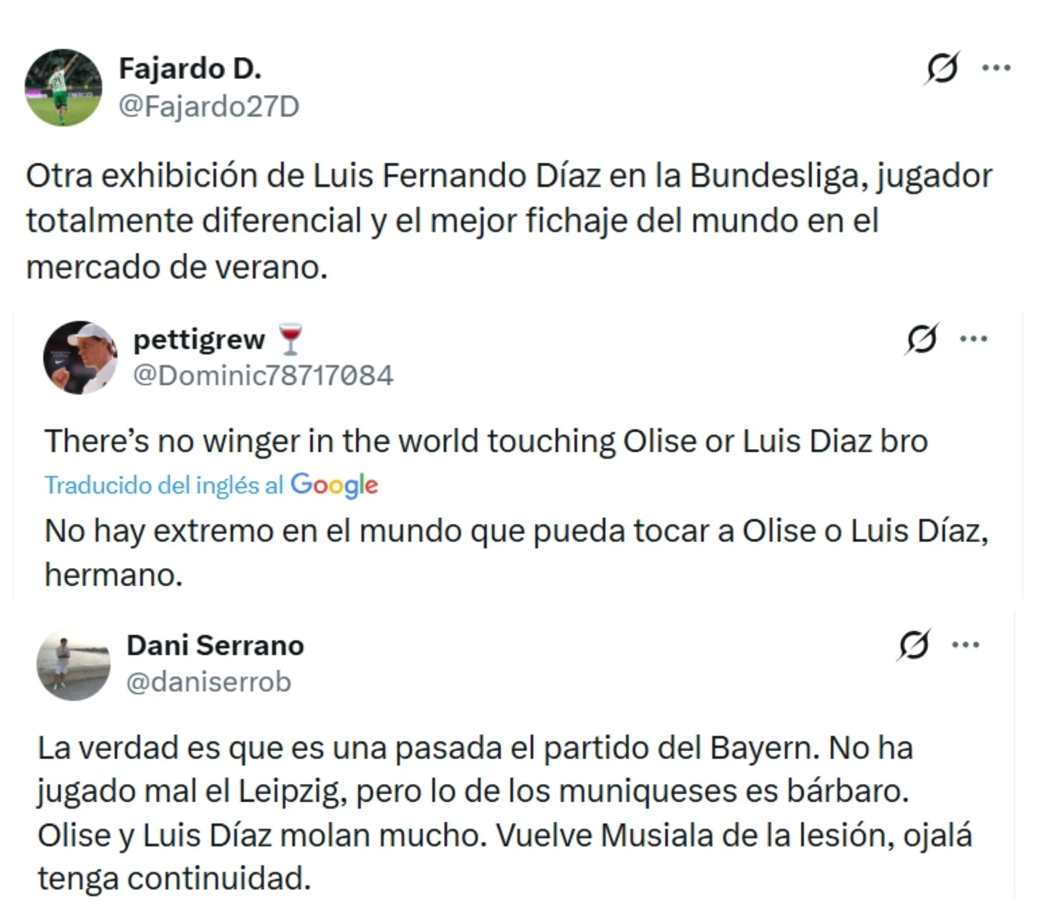Los comentarios sobre Luis Díaz tras el Bayern vs. Leipzig. (Foto: X)