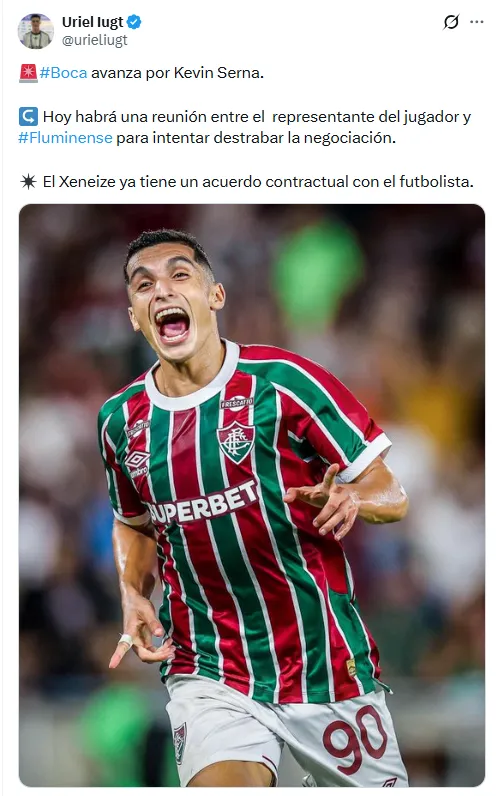 Boca quiere sí o sí a Serna. (Foto: X)