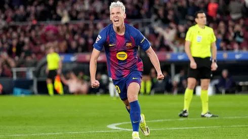 Dani Olmo celebrando su gol ante Real Oviedo.