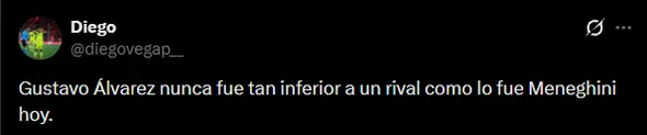 A Meneghini lo compararon para mal con Álvarez (X @diegovegap__).