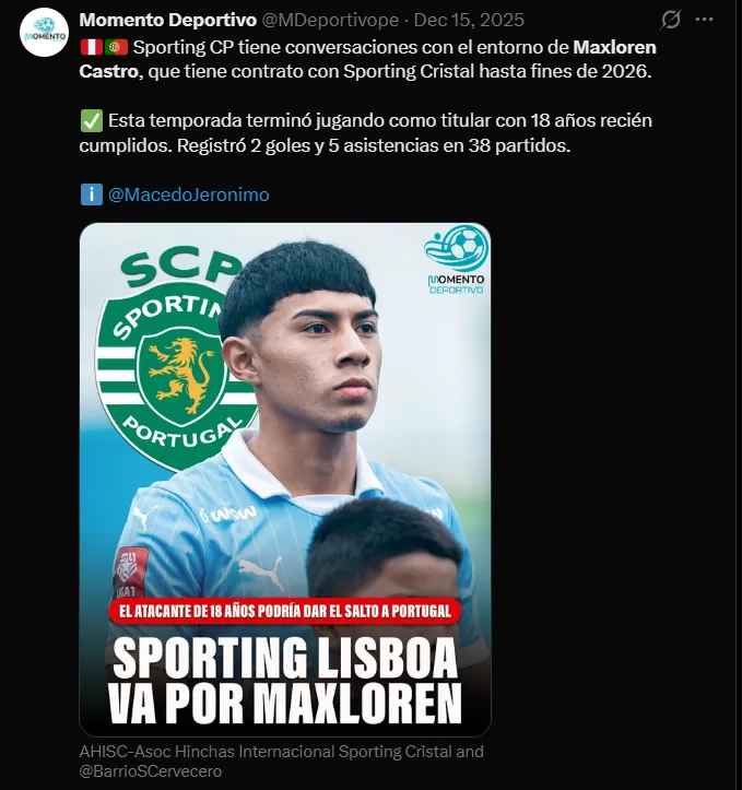 Fuente: @MDeportivope