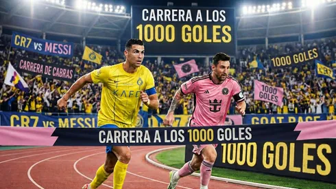 Cristiano Ronaldo corriendo con Lionel Messi.