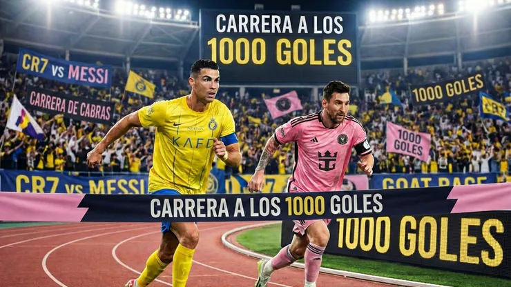 Cristiano Ronaldo corriendo con Lionel Messi.