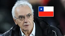 Jorge Fossati y la bandera de Chile.