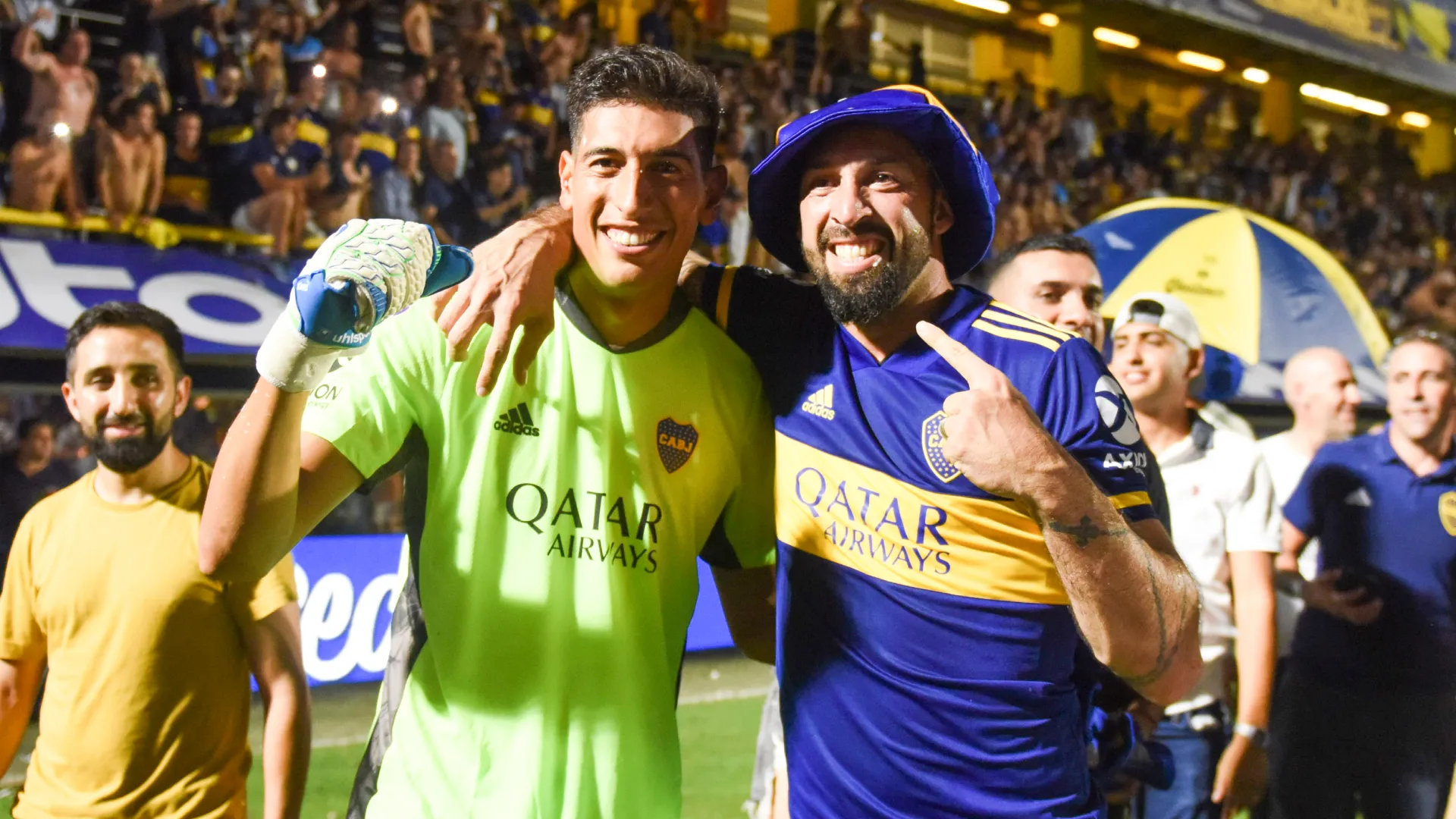 Esteban Andrada y Marcos Díaz, campeones con Boca de la Superliga 2019-2020 (Getty Images).