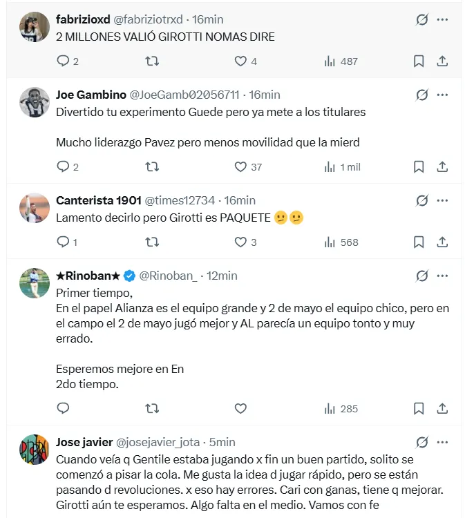 Hinchas de Alianza se enojaron con Girotti. (Foto: X)