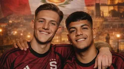 Oliver Sonne y Joao Grimaldo con camiseta de Sparta Braga.