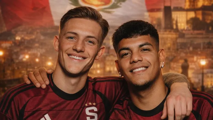 Oliver Sonne y Joao Grimaldo con camiseta de Sparta Braga.