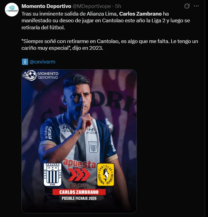 Fuente: @MDeportivope