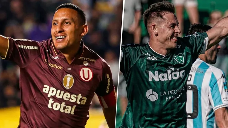 Álex Valera, figura de Universitario, y Diego Churín de Sarmiento de Junín.