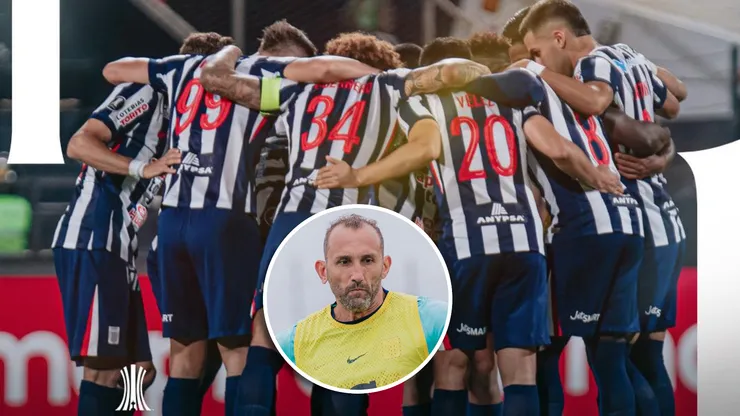 Hernán Barcos y el plantel de Alianza Lima.