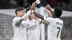 Jugadores de Real Madrid celebrando hoy ante Real Sociedad.