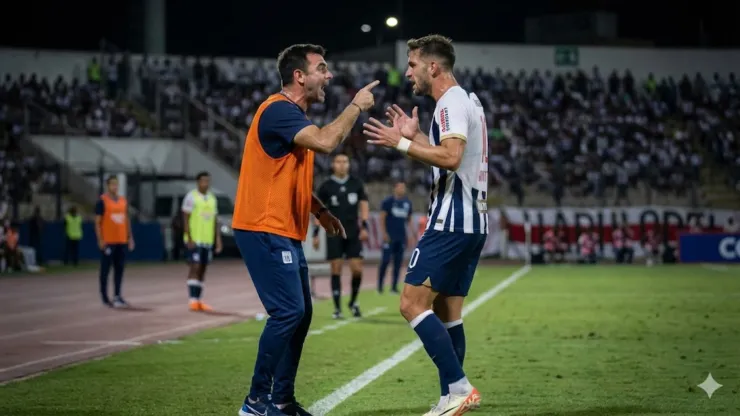 Federico Girotti discute con Pablo Guede en el Alianza Lima vs. Alianza Atlético.