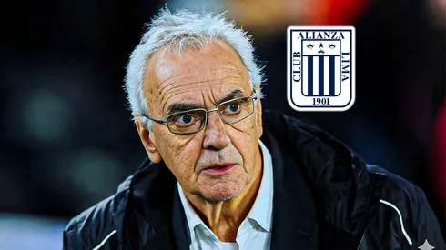 Jorge Fossati y el escudo de Alianza Lima.