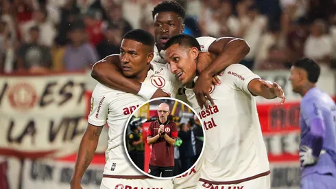 Jugadores de Universitario y Javier Rabanal.