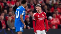 Gianluca Prestianni, en su cruce con Kylian Mbappé en el partido de ida.