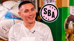 Jean Deza y el escudo del Sport Boys.