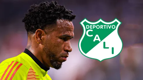 Pedro Gallese y el escudo de Deportivo Cali.
