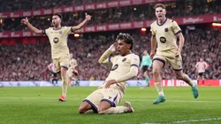 Yamal celebrando su gol ante Athletic Club en San Mamés.