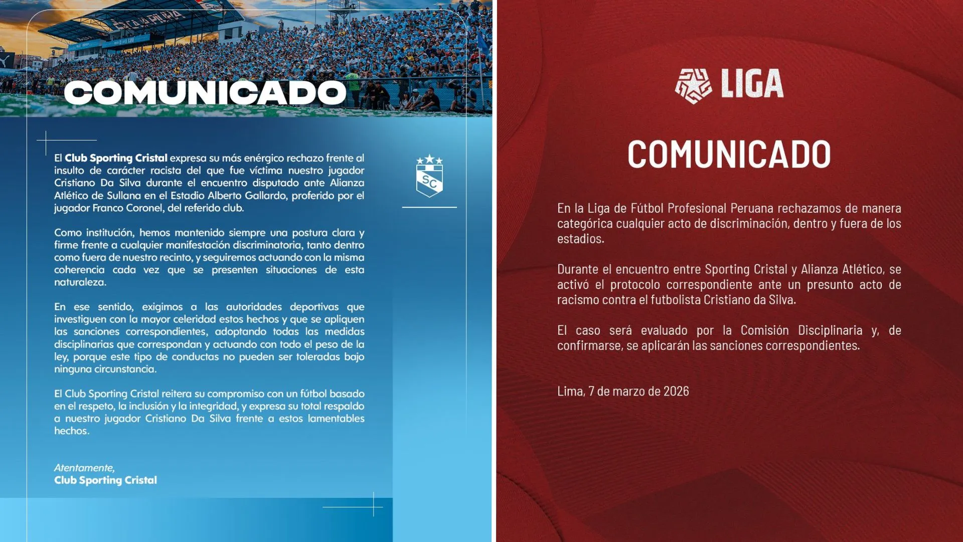 Fuente: Sporting Cristal y Liga 1.