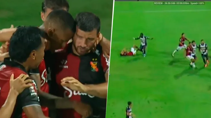 Jhonny Vidales marcó de penal tras la falta en el área de Advíncula a Matías Lazo.