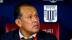 Juan Reynoso y el escudo de Alianza Lima.