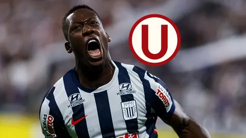 Luis Advíncula jugando en Alianza Lima y el escudo de Universitario.