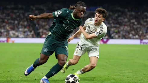 Jérémy Doku, jugador del Manchester City, en el partido de ida ante Real Madrid.