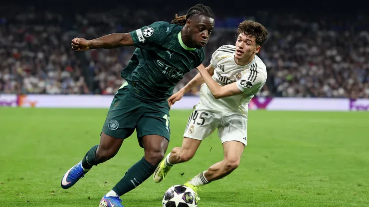 Jérémy Doku, jugador del Manchester City, en el partido de ida ante Real Madrid.