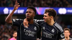 Vinícius Júnior festejando su gol ante Manchester City por Champions League.