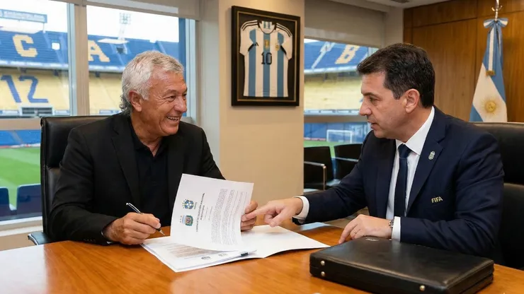 Néstor Gorosito negociando un contrato.