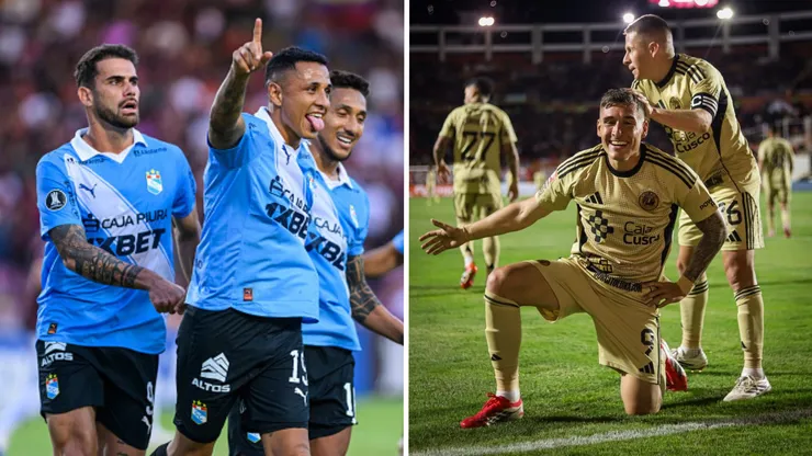 Jugadores de Sporting Cristal y Cusco FC.