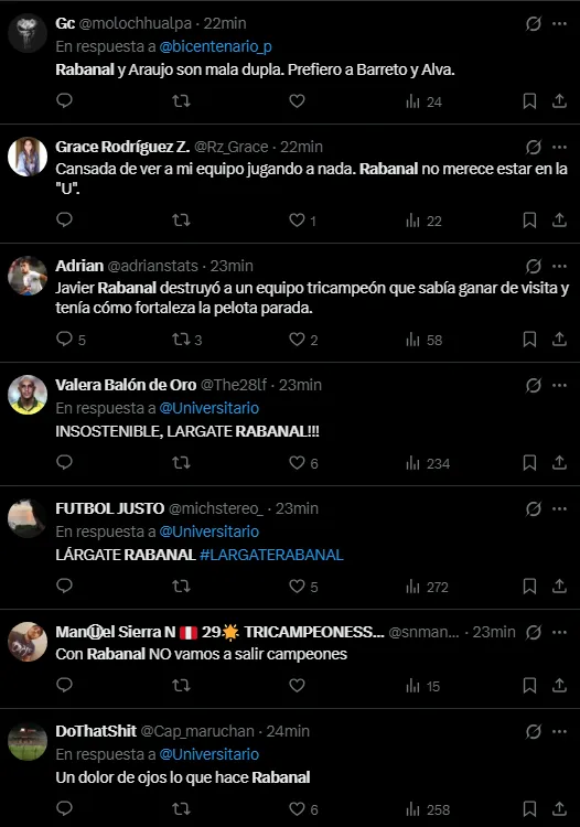 Hinchas molestos con Javier Rabanal (Foto: X).