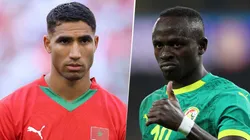 Composición con fotos de Achraf Hakimi, figura de Marruecos, y Sadio Mané, capitán de Senegal.