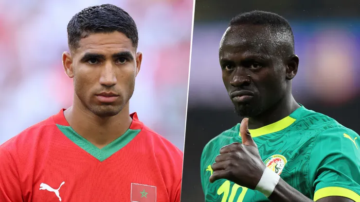 Composición con fotos de Achraf Hakimi, figura de Marruecos, y Sadio Mané, capitán de Senegal.