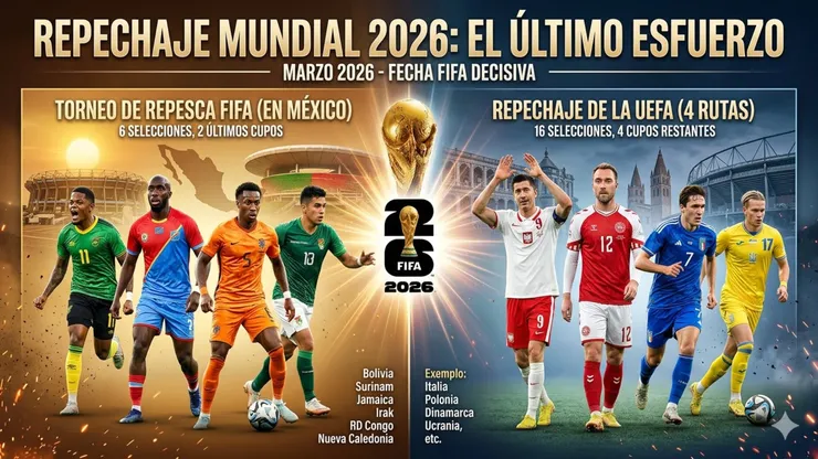 ¿Cómo se juegan los repechajes internacionales para el Mundial 2026?