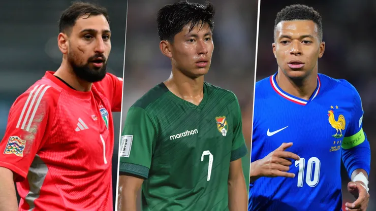 Gianluigi Donnarumma, Miguel Terceros y Kylian Mbappé, figuras de Italia, Bolivia y Francia, respectivamente.