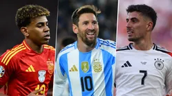 Lamine Yamal, Lionel Messi y Kai Havertz, en acción este viernes con sus selecciones.