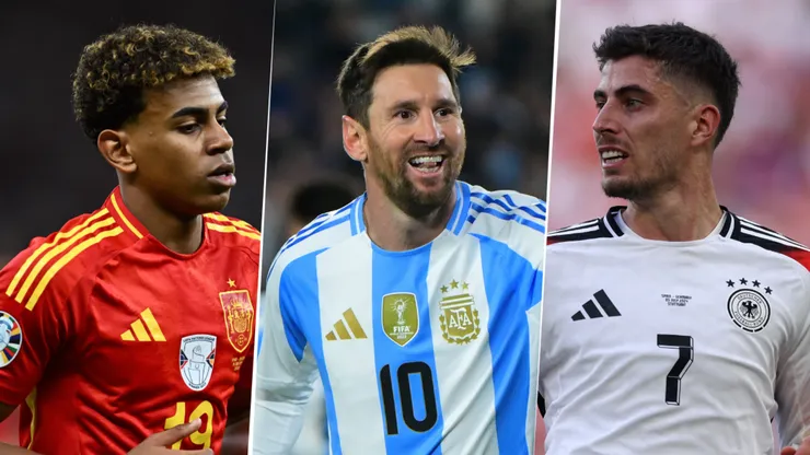 Lamine Yamal, Lionel Messi y Kai Havertz, en acción este viernes con sus selecciones.