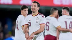 Jugadores de España celebrando hoy ante Serbia.